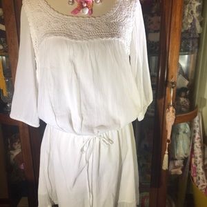 NWT White cotton macrame dress
